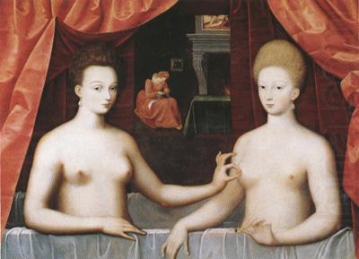 School of Fontainebleau Gabrielle d'Estrees and One of her Sisters in the Bath (mk08) china oil painting image